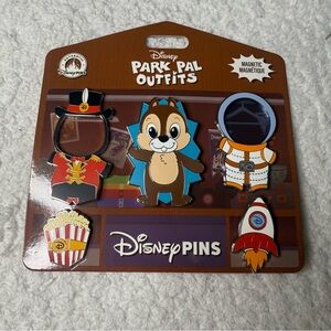 Disney Parks Pin Park Pal Outfits MAGNETIC CHIP  3-PINS 2-Outfits NEW ON CARD